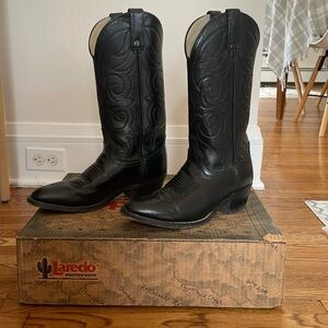 Laredo Western Vintage Black Leather Cowboy Boots